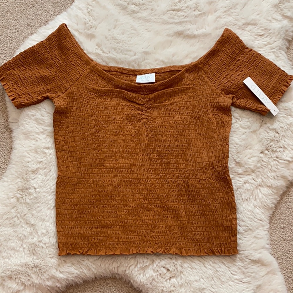 NWT ABOUND TAN ELASTICATED CROP TOP size S